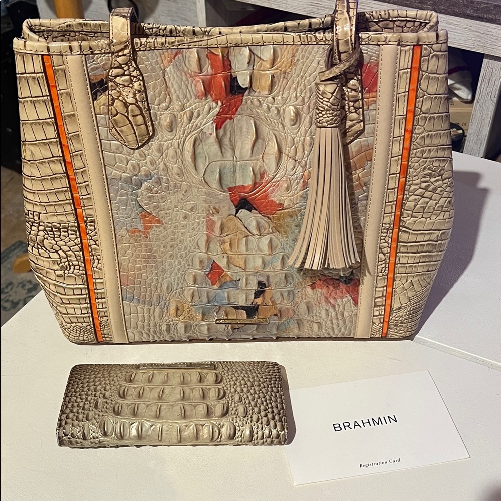 Brahmin Medium Julian Rosella Tote in Oasis with Wallet
